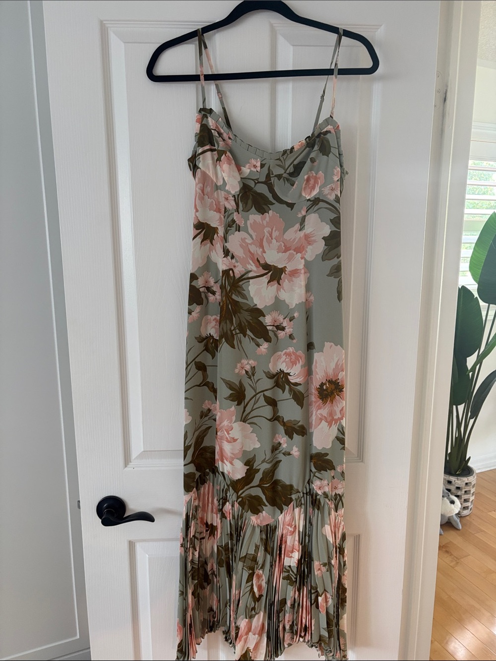 Reformation Sage Slip Maxi Dress with Pink Floral Print
